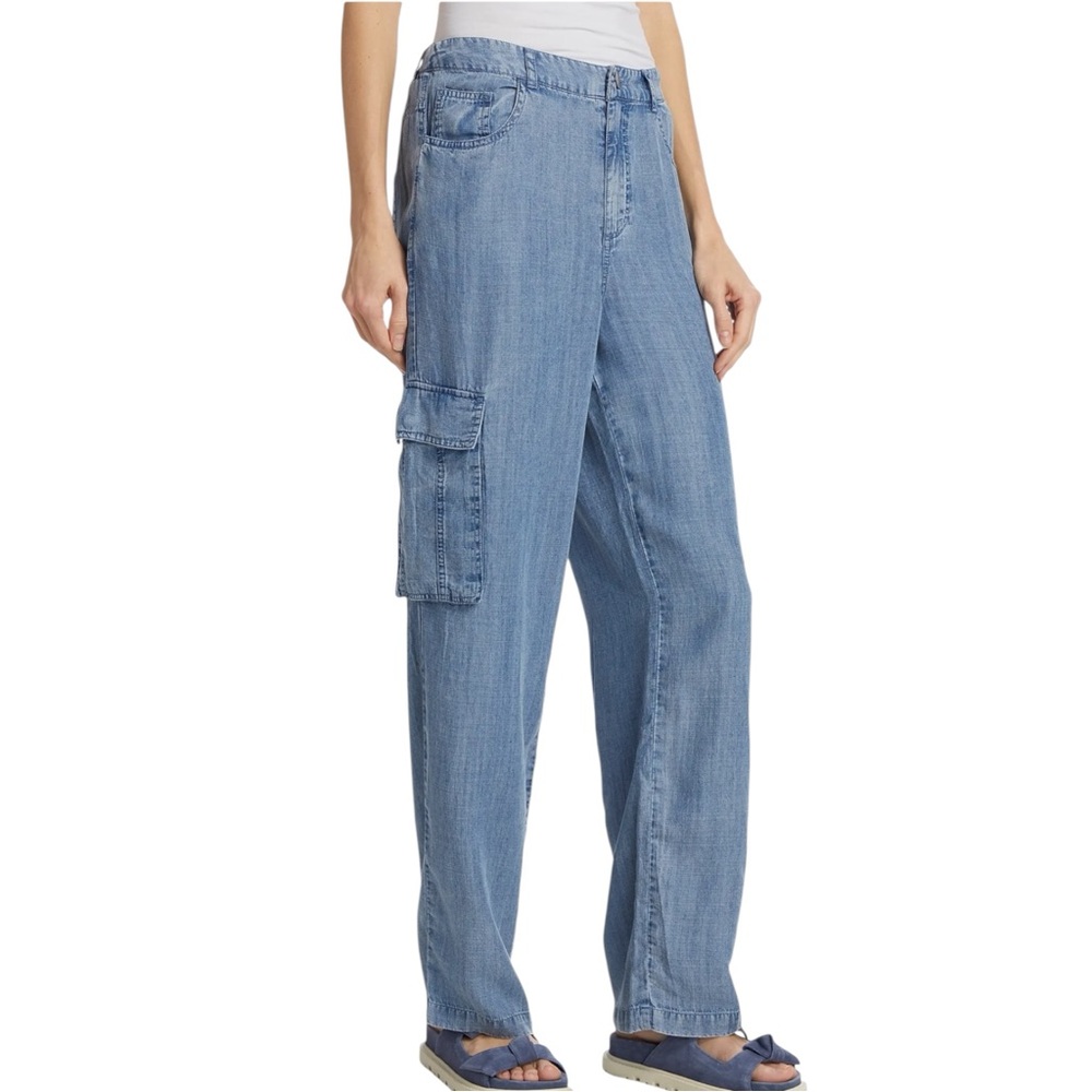 NWT Splendid Women’s Aven Denim High Waisted Cargo Pants Straight Leg